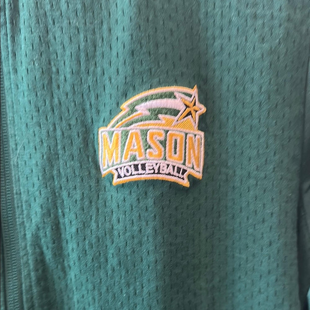 Adidas Jacket Green Zip-Up Athlete w/ Hood Mason Volleyball Mixed Media Sz L - Picture 2 of 9